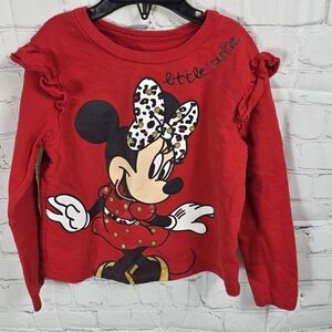 Disney Junior Red Minnie Mouse Long‎ Sleeve Tee 5/6